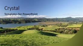  Presentation with maori new zealand native bush - Slide deck featuring pastureland coromandel peninsular new zealand background and a light blue colored foreground