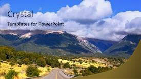  Presentation with decorate - PPT theme having patagonia the longest road the ruta 40 passes in argentina among lakes and fields magnificent cumulus clouds decorate mountains of the southern andes background and a light blue colored foreground