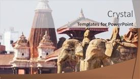  Presentation with kathmandu - Beautiful PPT theme featuring patan-durbar-square-kathmandu-city backdrop and a sky blue colored foreground