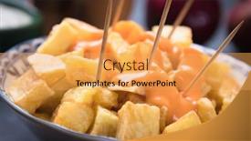  Presentation with spanish - Beautiful presentation design featuring patatas-bravas-spanish-fried-potato backdrop and a yellow colored foreground