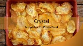  Presentation with clay - Presentation theme with patato - homemade fried potatoes sliced chips background and a  colored foreground