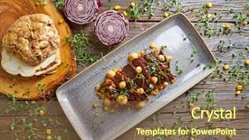  Presentation with beef meat soup stew - PPT theme having patato - jacks beef with corn usa background and a  colored foreground