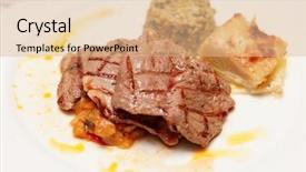  Presentation with potato - Cool new presentation with patato - lamb fillet with potato gratin backdrop and a  colored foreground