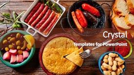  Presentation with tapas - Colorful PPT theme enhanced with patato - tapas mix spanish potatoes omelet backdrop and a  colored foreground