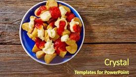  Presentation with potatoe - PPT theme enhanced with patato - tapas patatas bravas potatoe fries background and a tawny brown colored foreground