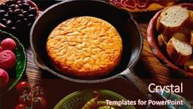  Presentation with tapas - Cool new slides with patato - tapas tortilla de patata potatoes backdrop and a wine colored foreground