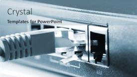 Presentation with ethernet - Amazing PPT layouts having patch cable in an ethernet port blue toned backdrop and a light blue colored foreground