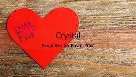  Presentation with broken heart - Slide deck featuring patch on broken heart background and a red colored foreground