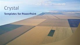  Presentation with farmlands - Presentation design consisting of patchwork-meadows-and-fields background and a sky blue colored foreground