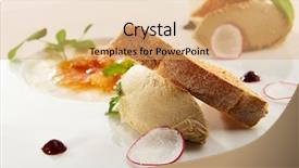  Presentation with restaurant pub menu - Colorful PPT theme enhanced with pate of fowl with toast backdrop and a coral colored foreground