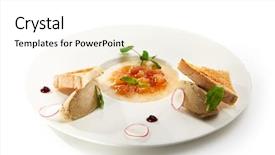  Presentation with restaurant pub menu - Slide set consisting of pate of fowl with toast background and a white colored foreground