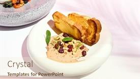  Presentation with fern - Presentation theme with pate-with-bread-on-white background and a cream colored foreground