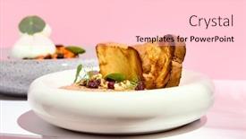  Presentation with fern - Presentation consisting of pate-with-bread-on-white background and a light gray colored foreground