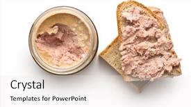  Presentation with bread of life - Beautiful slide deck featuring pate with bread on white backdrop and a white colored foreground