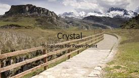  Presentation with mountain lake - Slide deck enhanced with path along a mountain at covadonga lake spain background and a coral colored foreground