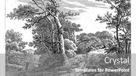  Presentation with hill road - Theme featuring path-along-a-tree-covered background and a gray colored foreground