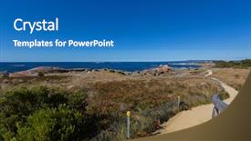  Presentation with lichen - Presentation featuring path along bay of fire background and a teal colored foreground