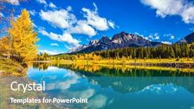  Presentation with banff national park - Amazing PPT theme having path and yellowing aspen backdrop and a teal colored foreground