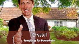  Presentation with salesman - PPT theme consisting of path door - image of a beautiful home background and a tawny brown colored foreground