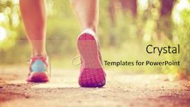  Presentation with athlete track or running track - Beautiful slide set featuring path during sunrise or sunset backdrop and a yellow colored foreground
