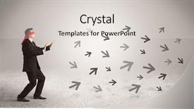  Presentation with blindfolded - Slide deck featuring path forward - male office worker standing blindfolded background and a light gray colored foreground