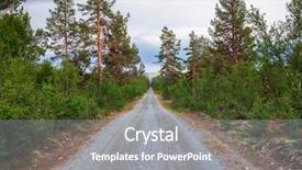  Presentation with forest road - Colorful slide set enhanced with path forward - straight scenic forest road backdrop and a gray colored foreground