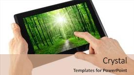  Presentation with computer - PPT theme enhanced with  background and a  colored foreground.