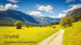  Presentation with path sunlight - Slide deck with path heaven - fantastic panorama on the triglav background and a gold colored foreground