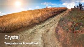  Presentation with sun rays on blue sky - Cool new presentation theme with path heaven - fantastic sunny hills under morning backdrop and a  colored foreground