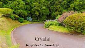  Presentation with blue green - Cool new presentation theme with path-in-azorean-forest backdrop and a soft green colored foreground