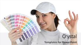  Presentation with dr holding ipad - Theme having path lab - decorator holding swatch background and a light gray colored foreground