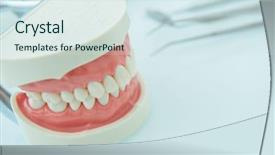  Presentation with jaw - Amazing slide set having path lab - jaw teeth model backdrop and a sky blue colored foreground