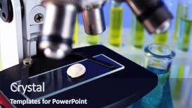  Presentation with sample - Theme consisting of path lab - microscope and laboratory sample close-up background and a navy blue colored foreground
