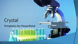  Presentation with laboratory blood test tubes - Audience pleasing PPT theme consisting of path lab - microscope and test tubes backdrop and a  colored foreground