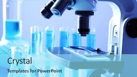  Presentation with microscope - Slides consisting of path lab - microscope close-up on color background background and a arctic colored foreground