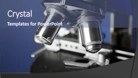 Presentation with microscope - Colorful PPT theme enhanced with path lab - microscope on color background close-up backdrop and a ocean colored foreground