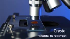  Presentation with microscope - Presentation enhanced with path lab - microscope on color background close-up background and a navy blue colored foreground