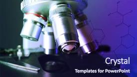  Presentation with color bubbles - Cool new presentation with path lab - microscope on color background close-up backdrop and a navy blue colored foreground