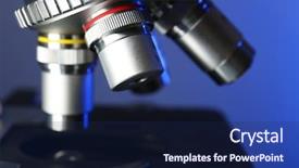  Presentation with microscope - Cool new presentation design with path lab - microscope on color background close-up backdrop and a navy blue colored foreground