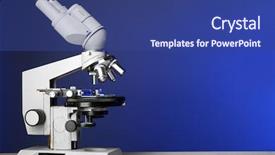  Presentation with canon microscope - Colorful PPT theme enhanced with path lab - microscope on table on blue backdrop and a ocean colored foreground
