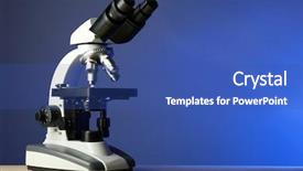  Presentation with microscope - Audience pleasing presentation theme consisting of path lab - microscope on table on color backdrop and a ocean colored foreground