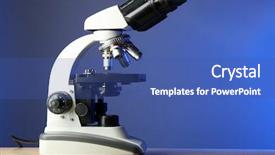 Presentation with canon microscope - Beautiful PPT theme featuring path lab - microscope on table on color backdrop and a ocean colored foreground