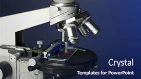  Presentation with electron microscope - Presentation design having path lab - microscope on table on color background and a  colored foreground