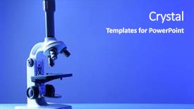  Presentation with microscope - Slides with path lab - microscope on table on color background and a cobalt blue colored foreground