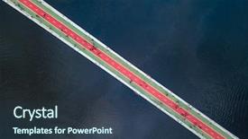  Presentation with pedestrian bridge - Presentation theme with path lane on park bridge background and a tawny brown colored foreground