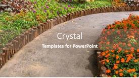  Presentation with leading through motivation - Presentation design featuring path-leading-through-a-flower background and a coral colored foreground