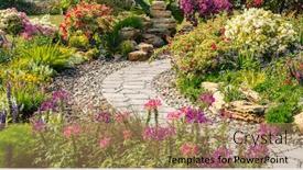  Presentation with path - Cool new theme with path-leading-through-a-garden backdrop and a coral colored foreground