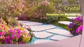  Presentation with garden - Presentation theme enhanced with path-leading-through-a-garden background and a tawny brown colored foreground