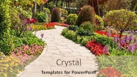  Presentation with path - Cool new PPT layouts with path-leading-through-a-garden backdrop and a lemonade colored foreground