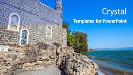  Presentation with galilee - Slide set enhanced with path-of-christian-pilgrims-christian background and a cobalt blue colored foreground